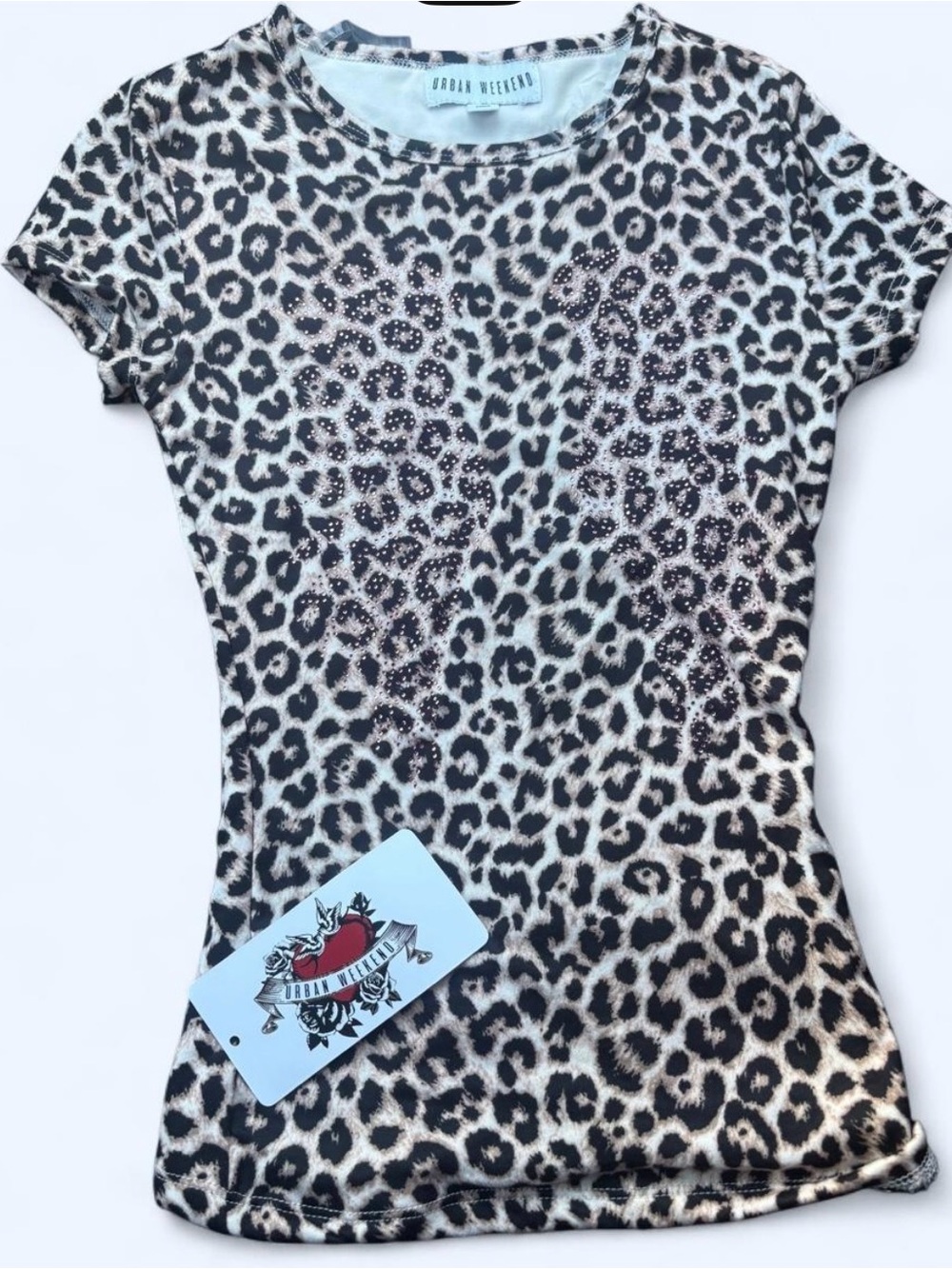 Forever 21 Leopard Print Short Sleeve Top - Black, White